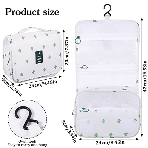 Hanging Toiletry Bag for Women, Portable Cosmetic Summer Beach Bag, Cactus - color: White Cactus
