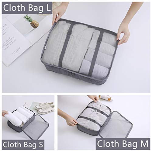 Luggage Packing Organizers Packing Cubes Set for Travel (grey 6pc) - color: grey 6pc