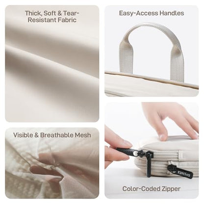 EPICKA TripCozy Compression Packing Cubes, 6 Set, Beige - color: Beige, size: Set of 6