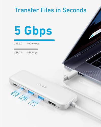 Anker USB C Hub, 5-in-1 USBC to HDMI Splitter with 4K Display - color: White
