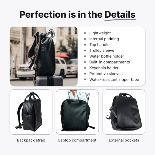 Laptop Backpack with Padded Sleeve for Travel Technical Fabric PU 14L Navy - color: Navy