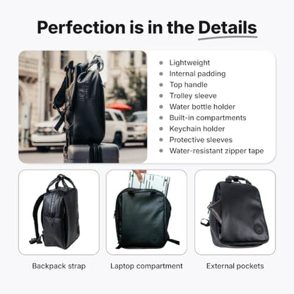 Laptop Backpack with Padded Sleeve for Travel Technical Fabric PU 14L Navy - color: Navy