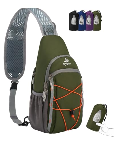 Packable Crossbody Sling Bag for Men Women RFID Lightweight Travel Daypack - color: Green