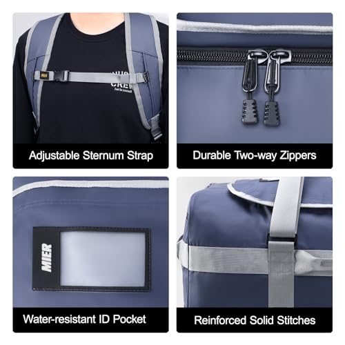 MIER 40L/60L/90L Water Resistant Backpack Duffel, Heavy Duty Duffle Bags - color: Blue, size: 60l