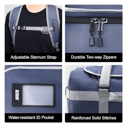MIER 40L/60L/90L Water Resistant Backpack Duffel, Heavy Duty Duffle Bags - color: Blue, size: 60l