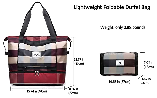 NWLR Foldable Travel Duffel Bag with Shoe Compartment Carry-On Bag B-Black - color: B-Black