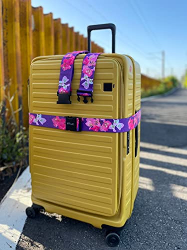 Teeoff 2 Pack Elastic Luggage Straps Suitcase Belts Travel Bag Accessories Adjustable 220CM (Purple) - color: Purple