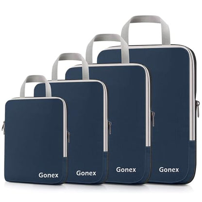 Gonex Compression Packing Cubes, 4-Piece Expandable Travel Organizers - color: 4-Purplish Blue, size: 4 Set