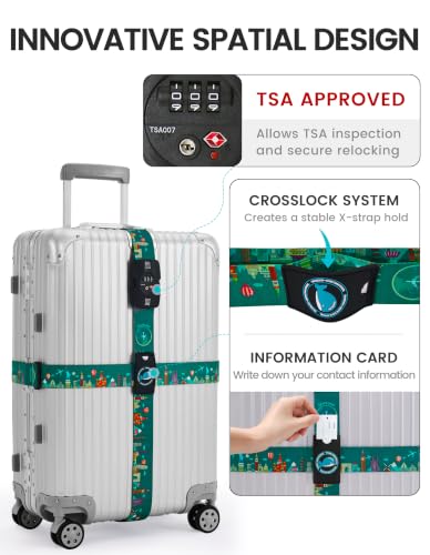 Travelkin Luggage Straps TSA Approved, Suitcase Straps with TSA Lock - color: Green