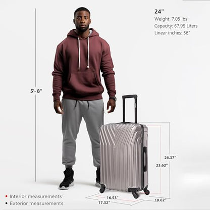 InUSA VASTY 24-Inch Medium Hardside Spinner Luggage Lightweight Grey - color: Grey, size: 24 Inch