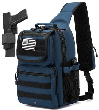 Tactical Sling Crossbody Bag Holster Shoulder Backpack 15L - color: Navy Blue