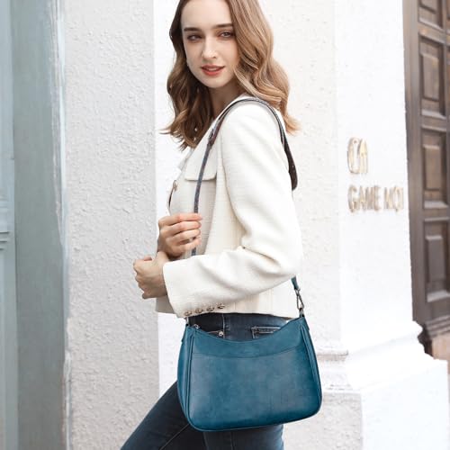 APHISON Trendy Leather Crossbody Purse, Women's Shoulder Handbag - color: 05-peacock Bule