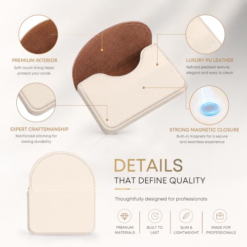 Business Card Holder，PU Leather Business Card Case Wallet White - color: White