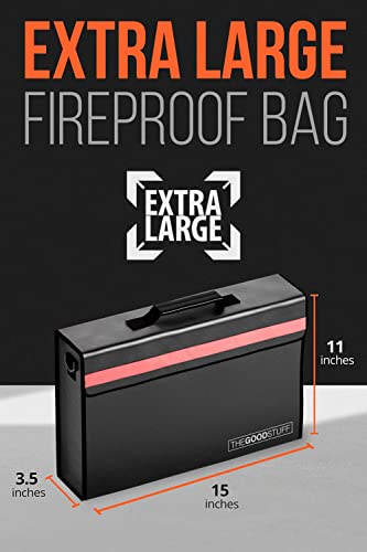 The Good Stuff Fireproof Document Bag, Black, Zipper and Velcro Closure, Solid, 11 x 5 x 3.5 Inches - color: Messenger Bag