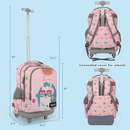 Tilami Rolling Backpack for Boys and Girls,Cool alpaca - color: Cool Alpaca