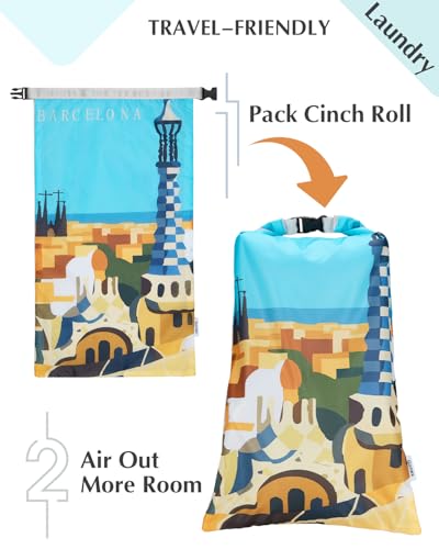 Gonex 6-Piece Compression Packing Cubes with Shoe & Laundry Bags | Unique Printed Design, Ripstop Fabric, Double-Zip Compression, Carry-On Friendly, Lightweight - color: 6-Urban Landscape, size: 6 Set