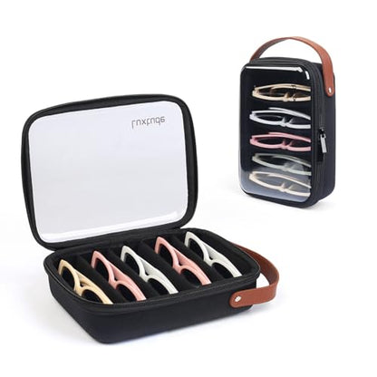 Luxtude Travel Sunglasses Organizer Case, Clear Sunglasses Travel Case - color: Black-5 Pairs