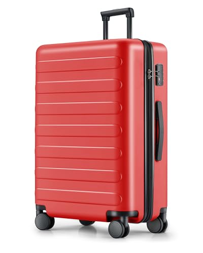 NINETYGO Large Checked Luggage 28 Inch, Checking In Luggage with Smooth Spinner Wheels, Lightweight, Hard Shell PC Suitcase, Lightweight Travel Luggage, TSA Approved (Raspberry, Rhine Basic) - color: 02-Raspberry (Basic), size: Checked 28-Inch