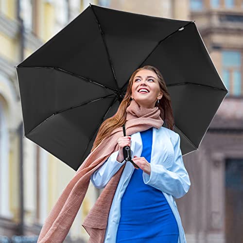 G4Free UPF 50+ UV Protection Travel Umbrella 42/46 Inch Auto Open Close - color: Black/Silver, size: 46 inch