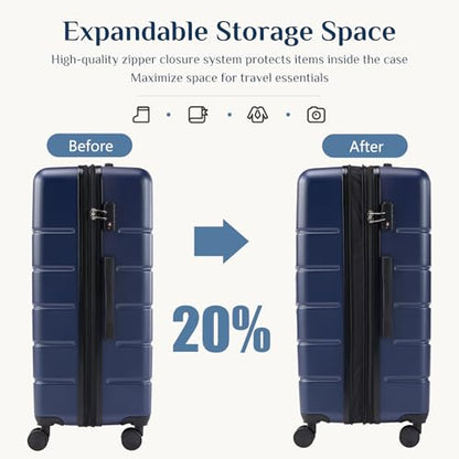 OLIXIS 24 Inch Carry-On Suitcase, Hardside Rolling Luggage, Blue - color: Blue, size: 24 IN