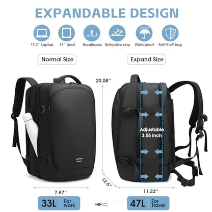 TANGCOLR Vacuum Travel Backpack with Pump for Men Women, 42L Expandable Vacpack Laptop Backpack Flight Approved with Vacuum Compression System - color: Black-a42l