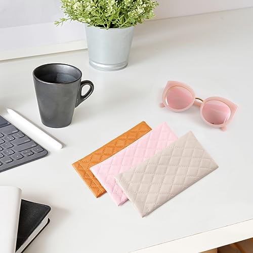 TRIUMPH VISION Eyeglass Case Glasses Case Soft Sunglass Pouch Sleeve 3 Pack - color: Pu Quilted (Brown, Pink, Grey)