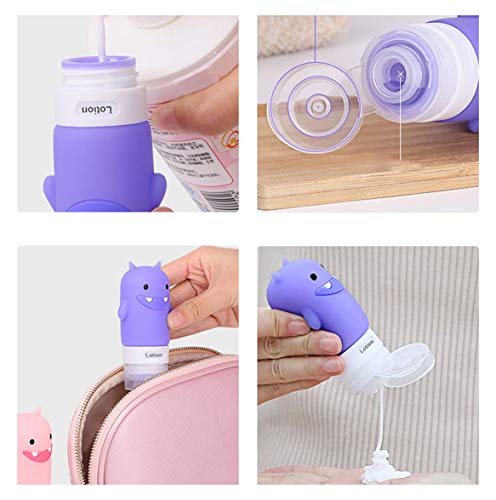Travel Bottles Set for Liquids, TSA Approved Leak Proof Silicone Cosmetic Travel Containers, for Shampoo, Conditioner, Lotion, Toiletries 2OZ (Monster) - color: Monster