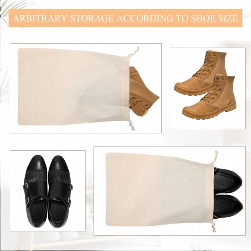 Hillban Shoes Bag for Travel Storage Dust Proof Cotton Drawstring Bag Breathable Pouch for Travel Home Pantry Accessories - size: 12 x 16 Inch