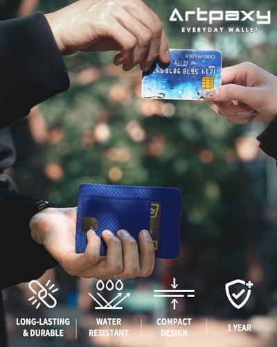 Artpaxy 남성 및 여성용 슬림 지갑, 여행용 미니멀리스트 전면 포켓 카드 홀더, RFID 차단, 신분증, 현금 및 신용 카드용 방수 나일론 지갑, 코발트 블루, 미니멀리스트 - color: 코발트 블루