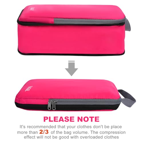 BAGAIL 4 Set/6 Set/8 Set Compression Packing Cubes Travel Accessories Expandable Packing Organizers (Cloth Pattern, 4-Fuchsia) - color: 4-Fuchsia, style: Cloth Pattern