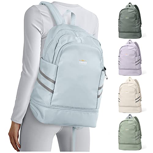 coofay Gym Backpack for Women Men, Sports Backpack with Shoe Compartment - color: A-light Blue, size: Large