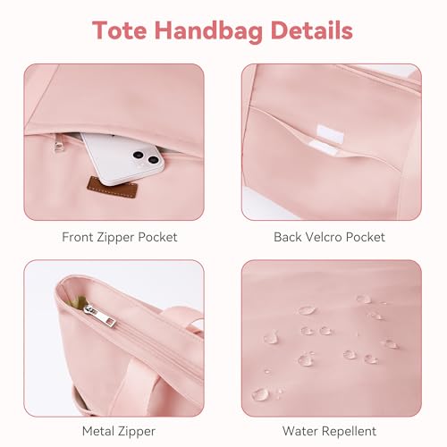 Tote Bag for Women, 18L Large Capacity Hobo Handbags with Zipper - color: Pink, size: Medium
