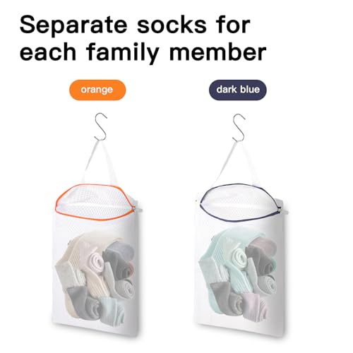 2-Pack Hanging Mesh Laundry Bags with Metal Hooks, 16x12 Inch - color: 2 PACK, size: 12*16in