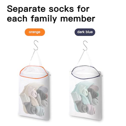 2-Pack Hanging Mesh Laundry Bags with Metal Hooks, 16x12 Inch - color: 2 PACK, size: 12*16in