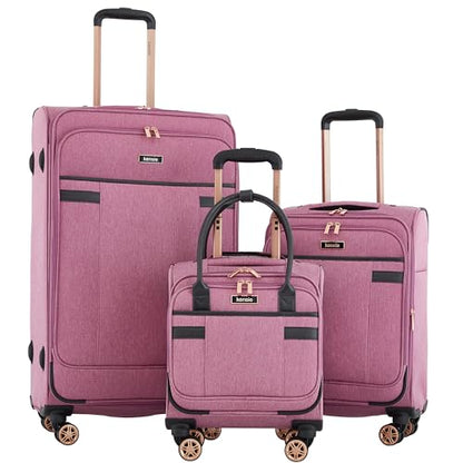 kensie Hudson Softside 3-Piece Spinner Luggage Set, Mellow Mauve - color: Mellow Mauve