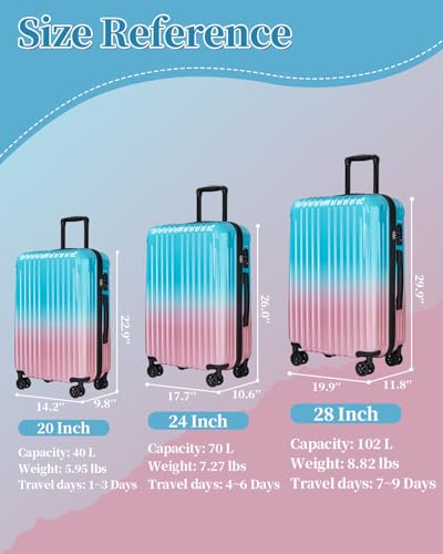 Checked Luggage, Expandable 28 Inch Hardside Suitcase - color: Sweet, size: L(checked-28")