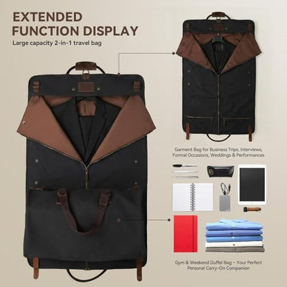 2 In 1 Convertible Garment Bag, Carry On Suit Duffle Bag For Men & Women - color: Gray