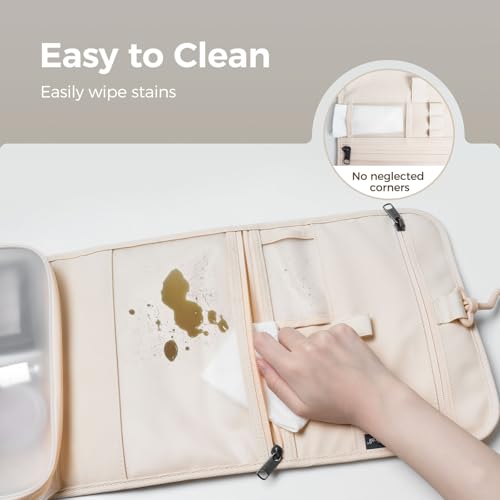 pack all Hanging Travel Toiletry Bag, Compact Size, Coated Knitted Fabric - color: Beige