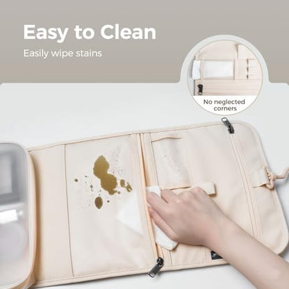 pack all Hanging Travel Toiletry Bag, Compact Size, Coated Knitted Fabric - color: Beige