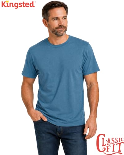 Kingsted Mens T-Shirts - Super Soft & Durable, Classic Fit Crew Neck Shirts - color: Royal 3 Pack, size: 4X-Large