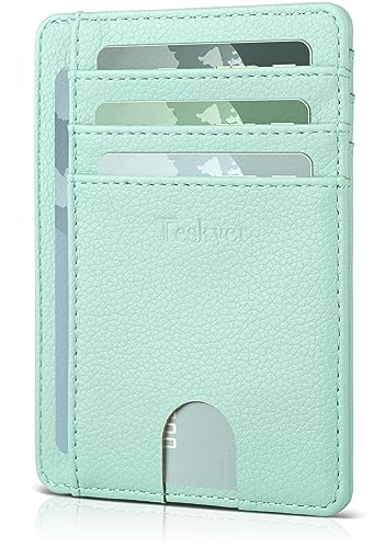 Teskyer Slim Minimalist Wallet for Men, RFID Front Pocket Card Holder - color: Lichee Light Green