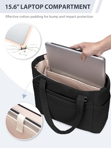 RHDZO Tote Bag for Women with 15.6 Inch Laptop Compartment and Cup Holder - color: Large-2 Set Black, size: Large-2 Set
