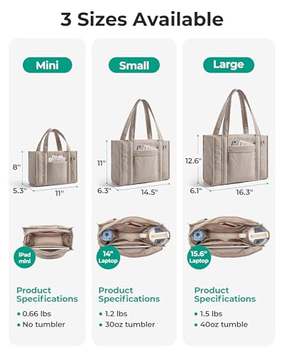 BAGSMART Boxy 여성용 토트백, 지퍼가 달린 크로스바디 작업 가방 - color: 낙타, size: 스몰