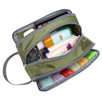 Yeiotsy Toiletry Bag - Travel Dopp Kit with Mesh Pockets, Compact Organizer for Gym, Camping, Hiking (Army Green) - color: Army Green