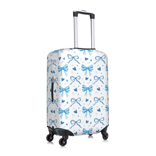 Travel Luggage Cover Blue Bows, High Elasticity Washable Travel Baggage Protector Case Fits 18-22 in - color: Blue Bows, size: 18-21 in