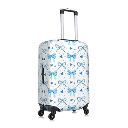 Travel Luggage Cover Blue Bows, High Elasticity Washable Travel Baggage Protector Case Fits 18-22 in - color: Blue Bows, size: 18-21 in