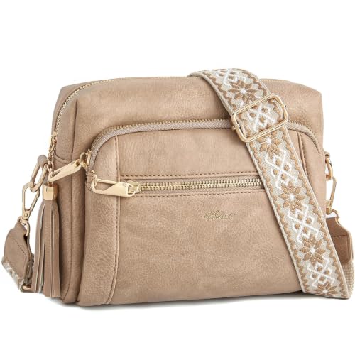 Vegan Leather Crossbody Bags for Women Anti theft Purses and Handbag - color: Tan
