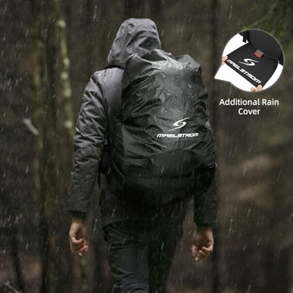 Maelstrom 40L Waterproof Hiking Backpack, Lightweight Travel Daypack - color: Black