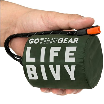 Go Time Gear Life Bivy Emergency Survival Sleeping Bag Thermal Bivy - Use as Emergency Bivy Sack, Survival Sleeping Bag, Mylar Emergency Blanket - color: Green, size: 1 Pack