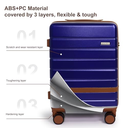 Lightweight Hardshell 3-Piece Luggage Set with 360° Silent Spinner Wheels | 20-Inch Carry-On Suitcase, TSA Lock, Durable PC+ABS Material, Ideal for Air Travel & Vacations (Blue) - color: Navy, size: 3 piece set (20")